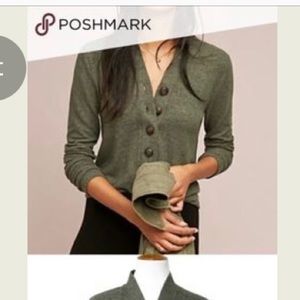 Saturday Sunday Buttoned Brush Fleece Pullover, large, green